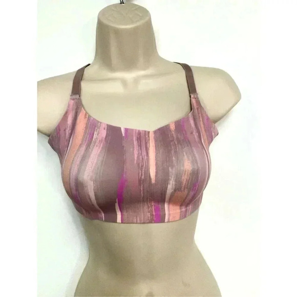 Auden Womens Purple Pink Striped Wireless T Back Unlined Bralette Bra Size Large - Picture 1 of 7
